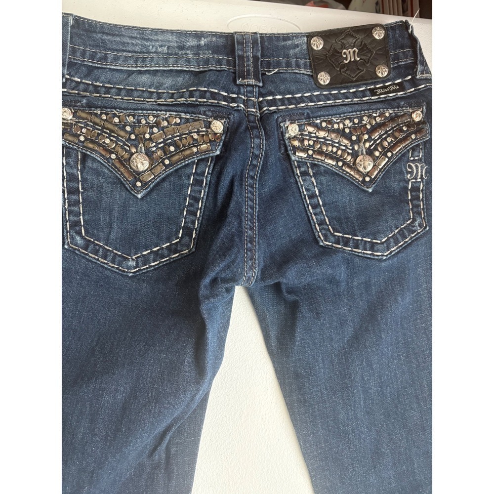 Miss Me Bootcut Jeans Embellished Pockets Dark Wash Denim Womens Size 27 - Picture 3 of 10
